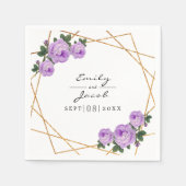 Eleganter Gold Glitzer Geometric Lila Floral Wed Serviette (Vorderseite)