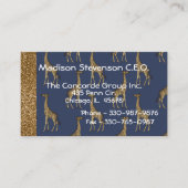 Eleganter Gold Glitzer Giraffe Stilvoll Visitenkarte (Vorderseite)