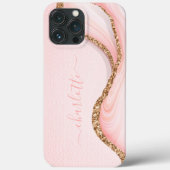 Eleganter Gold Glitzer Girly Glam Rosa Marmorname Case-Mate iPhone Hülle (Rückseite)