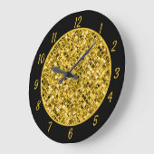 Eleganter Gold Glitzer Glam Sparkle Chic Große Wanduhr (Winkel)