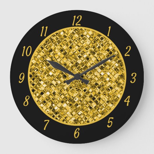 Eleganter Gold Glitzer Glam Sparkle Chic Große Wanduhr (Vorderseite)