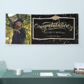 Eleganter Gold Glitzer Grad Cap, Foto Abschluss Banner (Messe)