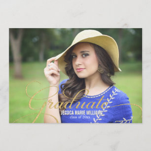 Eleganter Gold Glitzer Graduation Einladungen