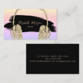 Eleganter Gold Glitzer Headphone DJ Brush Stroke Visitenkarte (Vorne/Hinten)