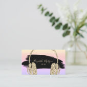 Eleganter Gold Glitzer Headphone DJ Brush Stroke Visitenkarte (Stehend Vorderseite)