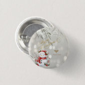 Eleganter Gold Glitzer Heart Snowman Button (Vorne & Hinten)