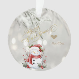 Eleganter Gold Glitzer Heart Snowman Ornament