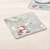 Eleganter Gold Glitzer Heart Snowman Rechteckiger Pappuntersetzer (angewinkelt)