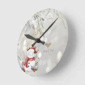 Eleganter Gold Glitzer Heart Snowman Runde Wanduhr (Winkel)