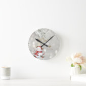 Eleganter Gold Glitzer Heart Snowman Runde Wanduhr (Zuhause)