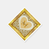 Eleganter Gold Glitzer Herzens Initial & Name Serviette (Ecke)