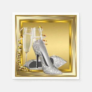 Eleganter Gold Glitzer High Heel Serviette