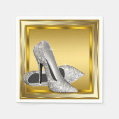 Eleganter Gold Glitzer High Heel Serviette (Vorderseite)