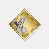 Eleganter Gold Glitzer High Heel Serviette (Ecke)