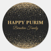 Eleganter Gold Glitzer individualisieren hebräisch Runder Aufkleber (Vorderseite)