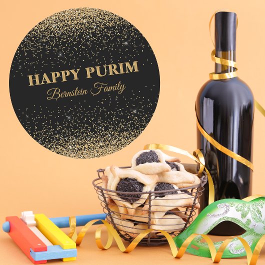 Eleganter Gold Glitzer individualisieren hebräisch Runder Aufkleber