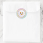 Eleganter Gold Glitzer Initial & Name Runder Aufkleber (Tasche)