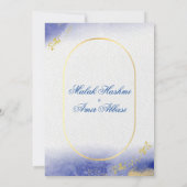 Eleganter Gold Glitzer Islamische Blaue Hochzeit Einladung (Rückseite)