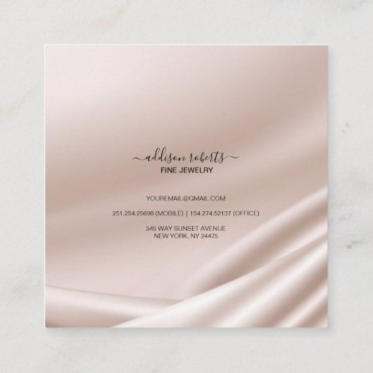 Eleganter Gold Glitzer Juwelry Care Square Busines Quadratische Visitenkarte (Rückseite)