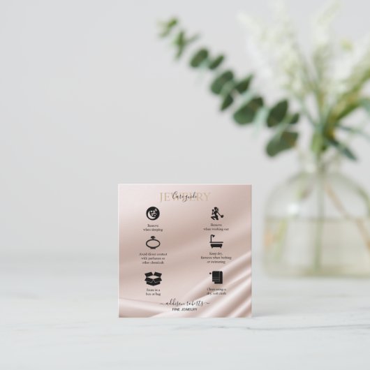 Eleganter Gold Glitzer Juwelry Care Square Busines Quadratische Visitenkarte (Stehend Vorderseite)