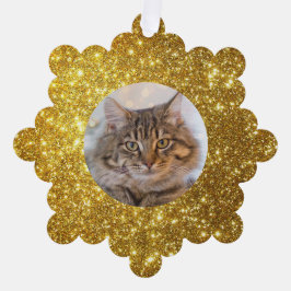 Eleganter Gold-Glitzer, kundenspezifische Katze Ornament Karte