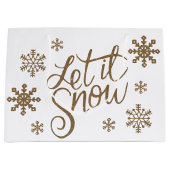 Eleganter Gold-Glitzer lässt es Schneeflocken schn Große Geschenktüte (Vorderseite)
