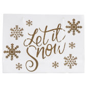 Eleganter Gold-Glitzer lässt es Schneeflocken schn Große Geschenktüte (Rückseite)