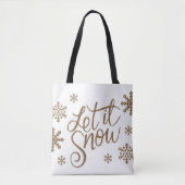 Eleganter Gold-Glitzer lässt es Schneeflocken schn Tasche (Vorderseite)