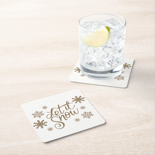 Eleganter Gold-Glitzer lässt Schneeflocken schnee Rechteckiger Pappuntersetzer (Vor Ort)