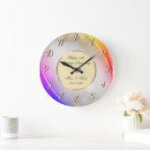 Eleganter Gold Glitzer Lila 50 Hochzeitstag Große Wanduhr (Zuhause)