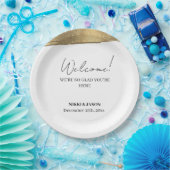 Eleganter Gold Glitzer Line Minimale Hochzeit Will Pappteller (Party)