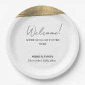 Eleganter Gold Glitzer Line Minimale Hochzeit Will Pappteller (Vorderseite)