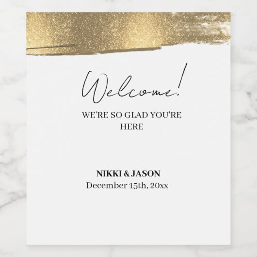 Eleganter Gold Glitzer Line Minimale Hochzeit Will Weinetikett (Einzelnes Label)