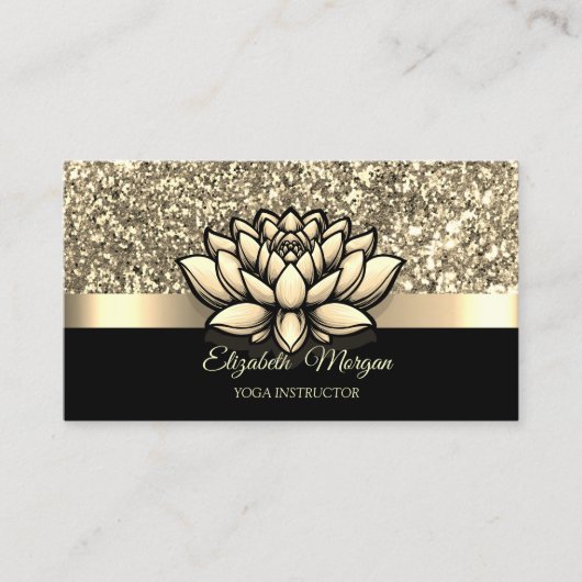 Eleganter Gold Glitzer Lotus Blume Yoga Instructor Visitenkarte (Vorderseite)