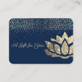 Eleganter Gold Glitzer Lotus,Confetti,Navy Blue Rabattkarte (Vorderseite)