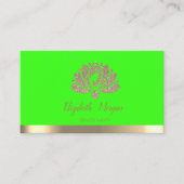 Eleganter Gold Glitzer Lotus Green Neon Visitenkarte (Vorderseite)
