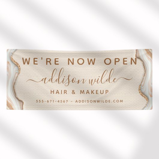 Eleganter Gold Glitzer Marble Agate Moderner Chic Banner