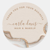 Eleganter Gold Glitzer Marble Agate Moderner Chic Runder Aufkleber (Vorderseite)