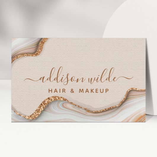 Eleganter Gold Glitzer Marble Agate Moderner Chic Visitenkarte