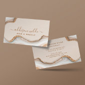 Eleganter Gold Glitzer Marble Agate Moderner Chic Visitenkarte