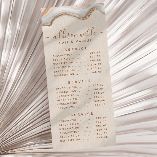 Eleganter Gold Glitzer Marble Agate Moderner Chic Werbekarte