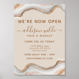 Eleganter Gold Glitzer Marble Agate Modernes Busin Poster