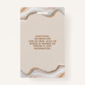 Eleganter Gold Glitzer Marble Agate Salon ID Abzei Ausweis (Rückseite)