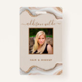 Eleganter Gold Glitzer Marble Agate Salon ID Abzei Ausweis (Vorderseite)