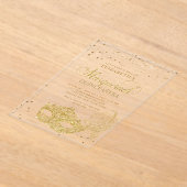 Eleganter Gold Glitzer Masquerade Quinceañera Acryleinladungen (Ablage )