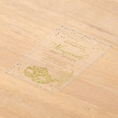 Eleganter Gold Glitzer Masquerade Sweet 16 Acryleinladungen (Ablage )