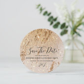 Eleganter Gold Glitzer Moderner Luxus Save The Date (Stehend Vorderseite)
