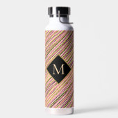 Eleganter Gold Glitzer Monogram Stripes Black Trinkflasche (Links)