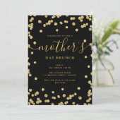Eleganter Gold Glitzer Muttertag Brunch Black Einladung (Stehend Vorderseite)