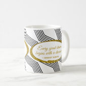 Eleganter Gold Glitzer Oval Personalisiert Monogra Kaffeetasse (VorderseiteRechts)